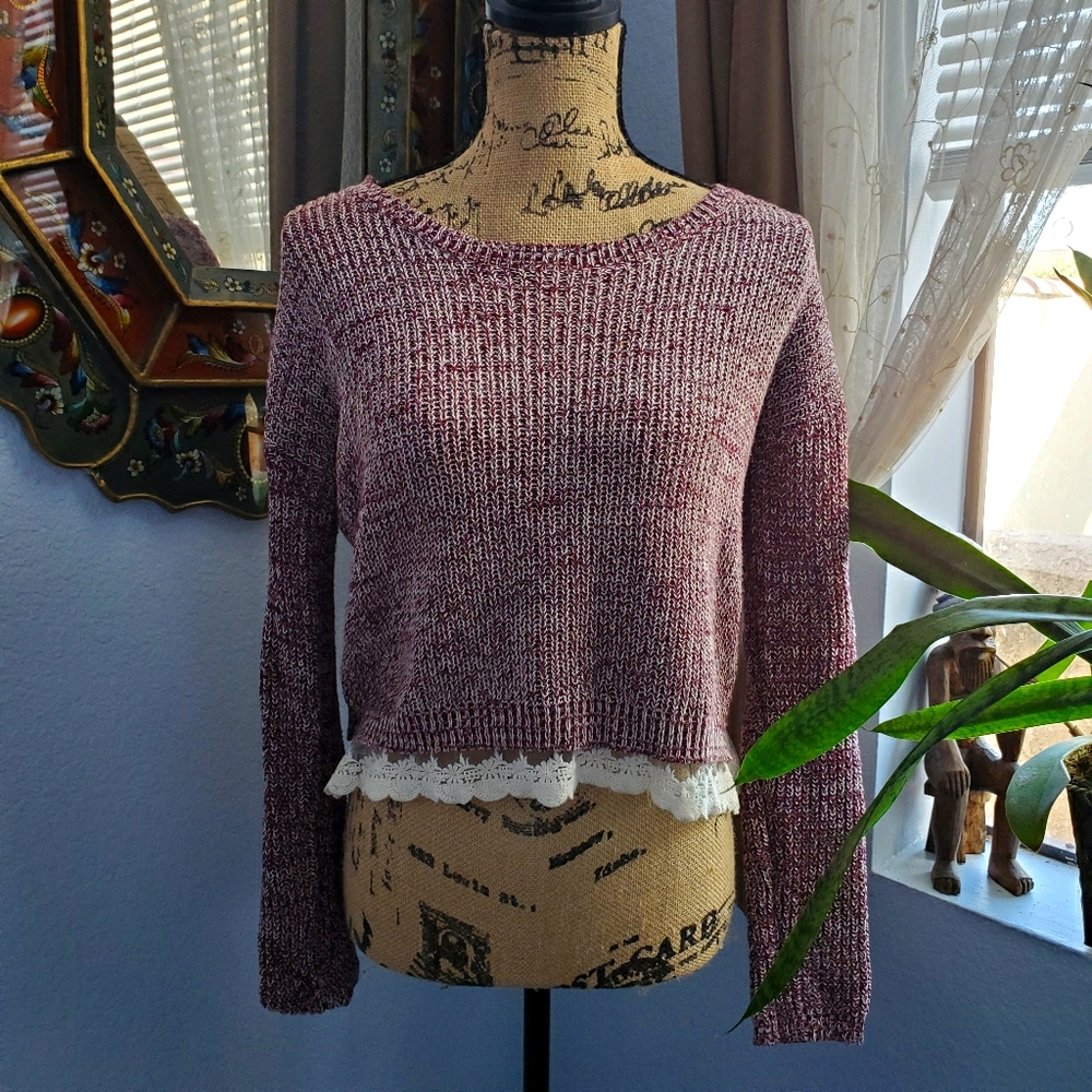Knitted Sweater with Lace accent